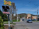 Frekventovaný elezniní pejezd v ulici Podvesná ve Zlín nedaleko Baovy...