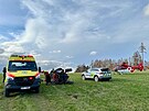 Msto nehody tykolky u obce Oborn nedaleko Bruntlu. (27. bezna 2024)