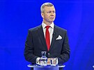 Debata slovenských prezidentských kandidát v televizi RTVS. Na snímku je éf...
