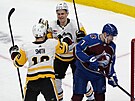 Hokejisté Pittsburghu slaví v zápase NHL gól do sít Colorada.