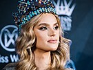 Modelka Krystyna Pyszková na tiskové konferenci po vítzství na Miss World...