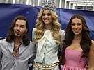 Plet Miss World Krystyny Pyszkov na letit Vclava Havla. (24. bezna 2024)