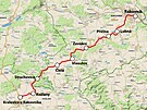 Mapa trati 162 RakovníkKralovice u Rakovníka
