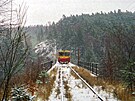 Motorový vz 810.269 na Strachovickém elezniním viaduktu (1997)