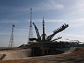 Kosmická  Sojuz MS-25 na nosii Sojuz 2.1a na startovací ramp 31/6 na...