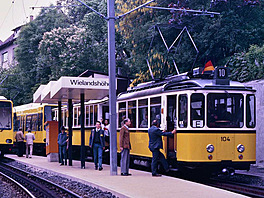Stuttgartská mstská zubaka, zastávka Wielandshöhe, rok 1984, stoleté výroí