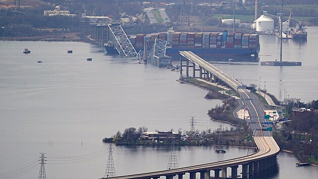 Zbry na zcen typroud silnin most v Baltimoru na vchodnm pobe USA. (26. bezna 2024)