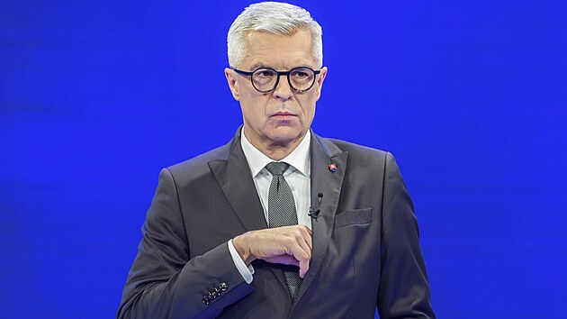 Debata slovenskch prezidentskch kandidt v televizi RTVS. Na snmku je diplomat Ivan Korok. (20. bezna 2024)