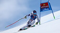 Ester Ledecká na trati super-G v Saalbachu.