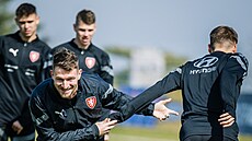 Michal �erný, vedoucí národní mu�stva, si zkusil trénink p�ed p�ípravným duelem...