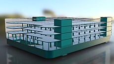 Vizualizace, jak by m�l vypadat nový parkovací d�m v areálu jihlavské nemocnice.