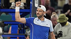 Bulharský tenista Grigor Dimitrov se raduje z postupu do semifinále turnaje v...