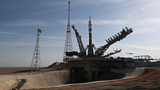 Kosmická  Sojuz MS-25 na nosii Sojuz 2.1a na startovací ramp 31/6 na...