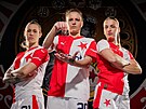 Fotbalistky Slavie Kateina Svitková, Diana Bartoviová a Gabriela lajsová