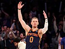 Donte DiVincenzo z New York Knicks oslavuje s Madison Square Garden.