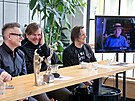 Tiskov konference ped vyhlenm 32. ronku hudebn ankety ebk. Na snmku...