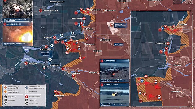 Situace na avdijivsk front na map ruskho vojenskho blogera s pezdvkou Rybar (1. dubna 2024)