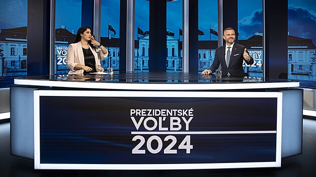 Vtz prezidentskch voleb Peter Pellegrini navtvil televizi JOJ. (7. dubna 2024)