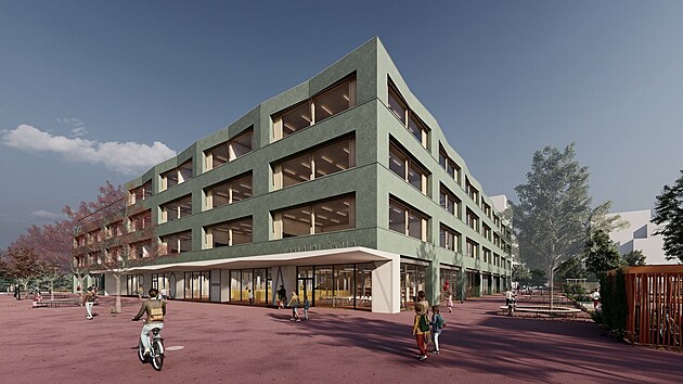 Novou zkladn kolu na Rohanskm ostrov navrhlo architektonick studio Igloo Architekti. (8. dubna 2024)