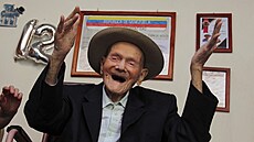 112letý venezuelský farmá Juan Vicente Pérez gestikuluje 24. ledna 2022 ve...