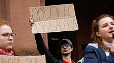 Propalestinské demonstrace ped sídlem polského ministerstva zahranií....