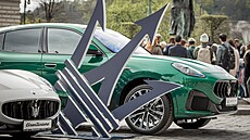 Vozy Maserati vystavené u pra�ského Rudolfina u p�íle�itosti 110. výro�í...