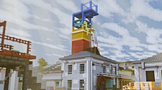Ukrajinské msto Soledar vymodelované v Minecraftu