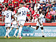 Fotbalist Realu Madrid se raduj z prvnho glu v utkn s Mallorcou.
