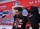 Trenér fotbalového Leverkusenu Xabi Alonso na tiskové konferenci po vítzství v...