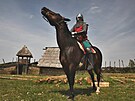 Rekonstrukce tkého jezdce z poloviny 14. století (kon zapjil Ladislav...