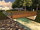 Vizualizace nového mostu navazující na stávající cyklostezku a nový cyklochodník