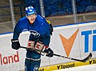 Rytí�i Kladno, trénink p�ed bará�í se Vsetínem. Jaromír Jágr.