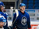 Rytí�i Kladno, trénink p�ed bará�í se Vsetínem. Jaromír Jágr.