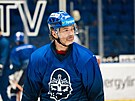 Rytí�i Kladno, trénink p�ed bará�í se Vsetínem. Jaromír Jágr.