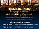 Plakát akce Muzejní noc ve Výtopn Jarom