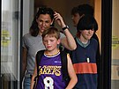 Jennifer Garnerová, její syn Samuel Affleck a dcera Seraphina Afflecková (Santa...