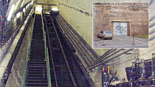 První eskalátorový tunel jednolodní "stanice metra" postavené v letech...