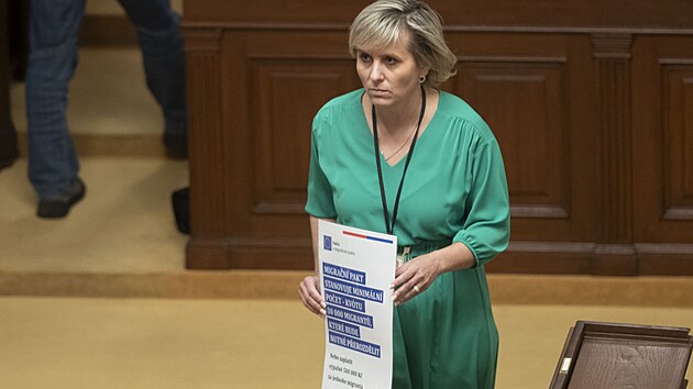 Poslankyn� ANO Jana Mra�kov� Vildumetzov� na sch�zi k migra�n�mu paktu