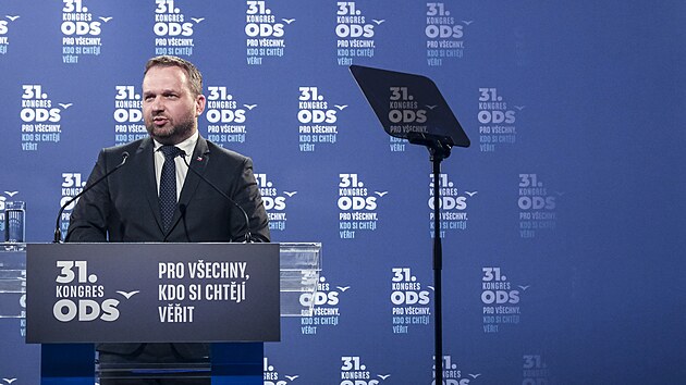 Pedseda KDU-SL a ministr prce a socilnch vc Marian Jureka na kongresu ODS