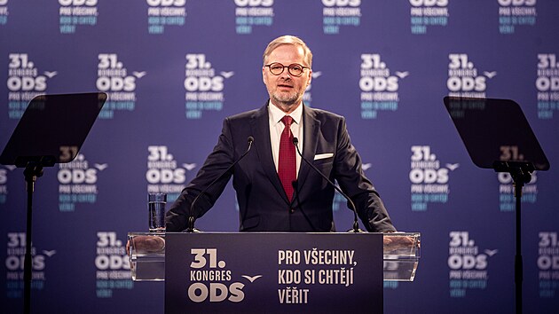 Pedseda ODS a premiér Petr Fiala hovoí na volebním kongresu ODS v Ostrav...