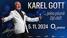 Plakát zvoucí na vzpomínkový koncert písní Karla Gotta
