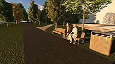 Vizualizace nového mobiliáe parku (pohled po píchodu z centrální ásti msta)