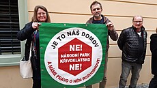 Protest proti plánovanému vyhláení Národního parku Kivoklátsko.