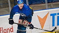 Rytí�i Kladno, trénink p�ed bará�í se Vsetínem. Jaromír Jágr.