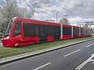 Obousmrná tramvaj 30T koda Transportation jezdící v Bratislav.