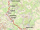 Mapa trati Cheb  A  Hranice v echách