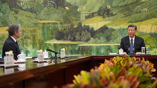 Americk ministr zahrani Antony Blinken a nsk prezident Si in-pching se setkali v Pekingu. (26. dubna 2024)