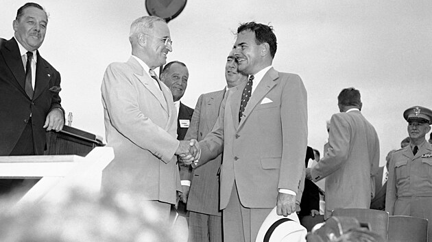 Harry S. Truman a Thomas E. Dewey na letiti v New Yorku (31. ervence 1948)