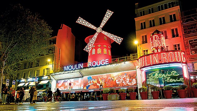 Proslul tanrna Moulin Rouge (erven mln) vznikla na pat Montmartru v roce 1889.