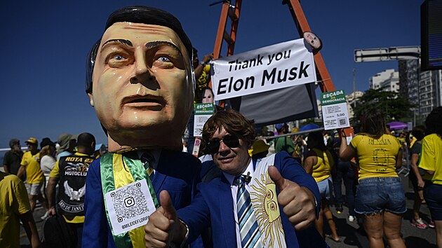 Demonstrace pznivc bvalho brazilskho prezidenta Jaira Bolsonara v Rio de Janeiru (21. dubna 2024)